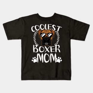 Glasses Coolest Boxer Dog Mom Kids T-Shirt